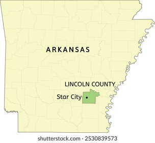 Lincoln County and city of Star City location on Arkansas state map