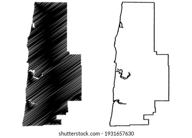 Lincoln County, Oregon State (U.S. county, United States of America) map vector illustration, scribble sketch Lincoln map