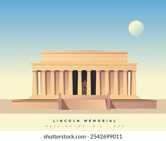 Lincoln Memorial - Monumento en Washington, D.C., Estados Unidos - Ilustración de stock como archivo EPS 10