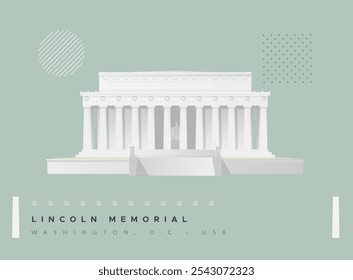 Lincoln Memorial - Monument in Washington, D.C., Vereinigte Staaten - Stockillustration als EPS 10 File