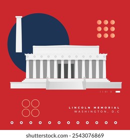 Lincoln Memorial - Monumento en Washington, D.C., Estados Unidos - Ilustración de stock como archivo EPS 10