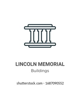 Lincoln memorial outline vector icon. Thin line black lincoln memorial icon, flat vector simple element illustration from editable buildings concept isolated stroke on white background