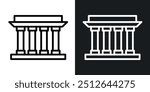 Lincoln memorial outlined icon vector collection.
