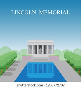 Lincoln Memorial in Washington DC, Distric of Columbia, USA. Flat design vector illustration.