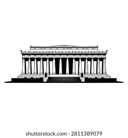 Lincoln Memorial Washington DC Silhouette USA Monument Vector Icon