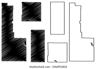 Lincoln, Natrona and Goshen County, State of Wyoming (U.S. county, United States of America, US) map vector illustration, scribble sketch map
