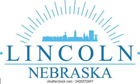 Lincoln Nebraska. Banner Design. City Skyline. Silhouette Vector. Famous Monuments.