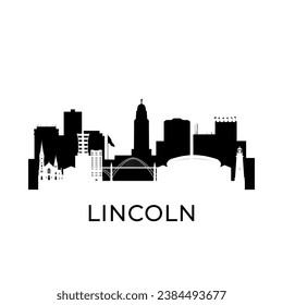 Lincoln, Nebraska city skyline. Negative space city silhouette. Vector illustration.