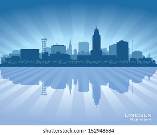 Lincoln Nebraska city skyline vector silhouette illustration