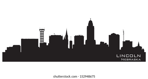 Lincoln Nebraska skyline Detailed vector silhouette