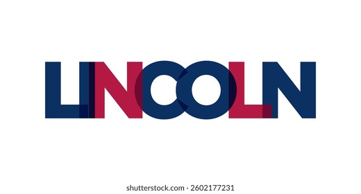 Lincoln, Nebraska, USA typography slogan design. America logo with graphic city lettering for print and web.