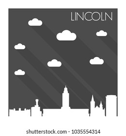 Lincoln Oregon Skyline City Flat Silhouette Design Background