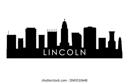 Lincoln skyline silhouette. Black Lincoln city design isolated on white background. 