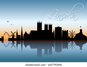 Lincoln Skyline - United Kingdom, UK, England, Great Britain - Vector Illustration