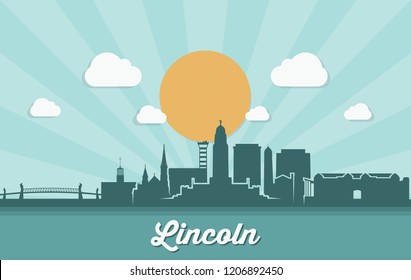 Lincoln skyline - United States of America USA - Nebraska - vector illustration