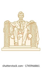 Lincoln statue of Lincoln Memorial. Colored vector illustration.