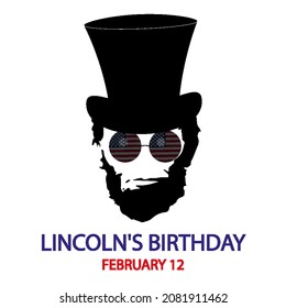 Lincolns Birthday February 12 silhouette of a man with a hat, vector art illustration.