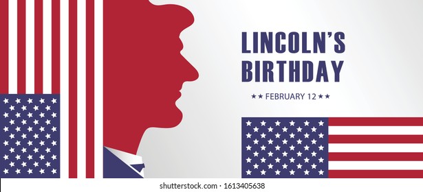 Lincoln's birthday holiday background vector, USA  banner template, poster, billboard, card, invitation.