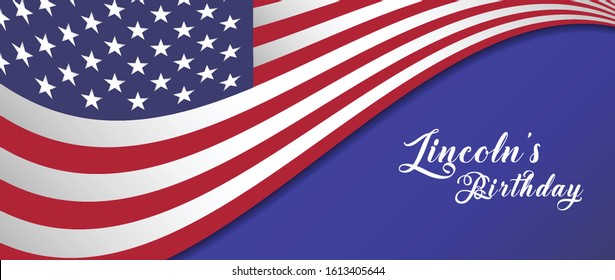 Lincoln's birthday holiday background vector, USA  banner template, poster, billboard, card, invitation.