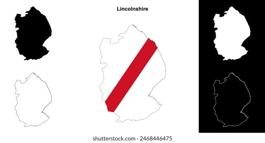 Lincolnshire blank outline map set
