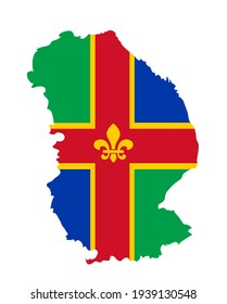 Lincolnshire map and flag vector silhouette illustration isolated on white background. East Midlands, United Kingdom.