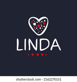 Linda Calligraphy female name, Vector illustration.