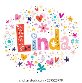 Linda female name decorative lettering type design