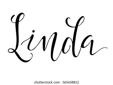 Linda female name lettering design. Modern calligraphy stile. Isolated illustration.