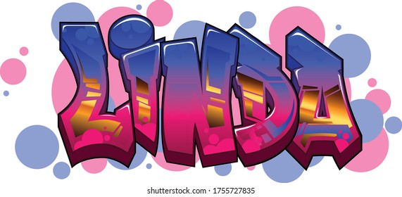 Linda Name Text Graffiti Word Design