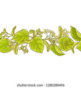 linden branches vector pattern on white background