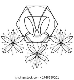 Linden honey in line art style. Healthy eating. Honey bee Sign, Symbol or Logo Template. Isolated on white background. Isolated.
