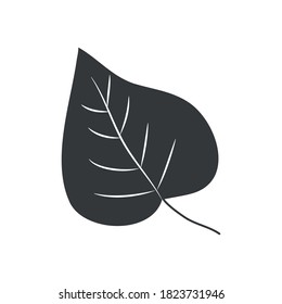 linden leaf icon over white background, silhouette style, vector illustration