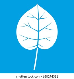 Linden leaf icon white isolated on blue background vector illustration
