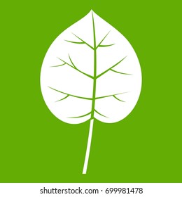Linden leaf icon white isolated on green background. Vector illustration
