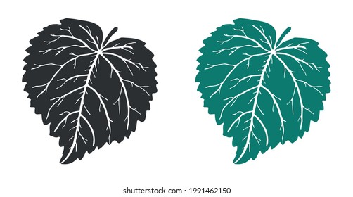 Hoja de liden de árbol medicinal en color negro y verde para logotipo, icono, decoración de diario