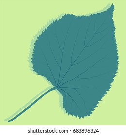 Linden leaf vector abstract background with retro green colors