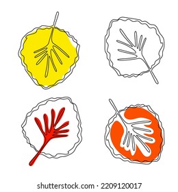 Linden leaves drawn in one continuous line. Editable line