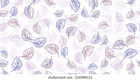 Linden leaves outline vector seamless pattern graphic design. Floral hand drawn background. Birch or basil foliage textile print. Summer organic doodle leaves wrapping paper pattern. Houseplant leaf