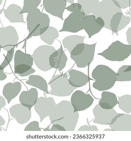 Linden leaves pastel green seamless pattern