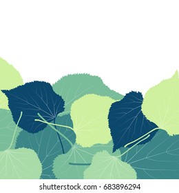 Linden leaves vector abstract background with retro green colors
