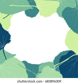 Linden leaves vector abstract background with retro green colors