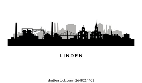 Linden New Jersey Skyline Silhouette with USA.
