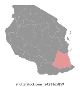 Lindi Region map, administrative division of Tanzania. Vector illustration.