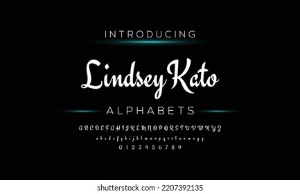 Lindsey Kato script font design. Vector alphabet.