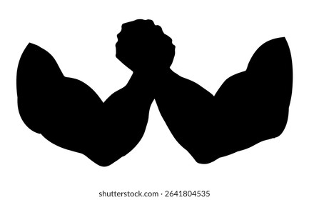 Line 2 human friend finger team compete win on white text space. Outline black ink hand drawn rival match vs meet logo pictogram emblem design in vintage art doodle cartoon print style. Closeup view