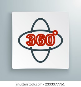 Icono de vista de línea de 360 grados aislado en fondo blanco. Realidad virtual. Cámara angular de 360 grados. Foto de Panorama. Concepto de esquema colorido. Vector