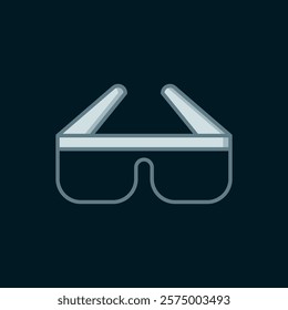 Line 3D cinema glasses icon isolated on black background. Flat filled outline style with shadow. Vector