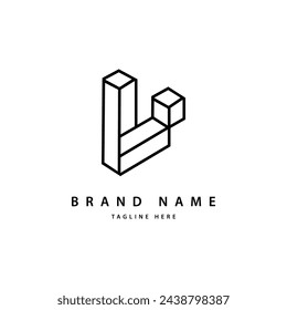 Línea 3d letra l logo diseño plantilla vector