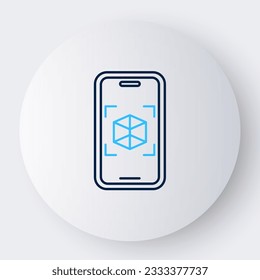 Line 3d modeling icon isolated on white background. Augmented reality or virtual reality. Colorful outline concept. Vector