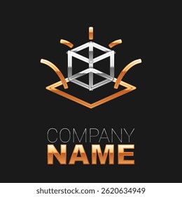 Line 3d modeling icon isolated on black background. Augmented reality or virtual reality. Colorful outline concept. Vector